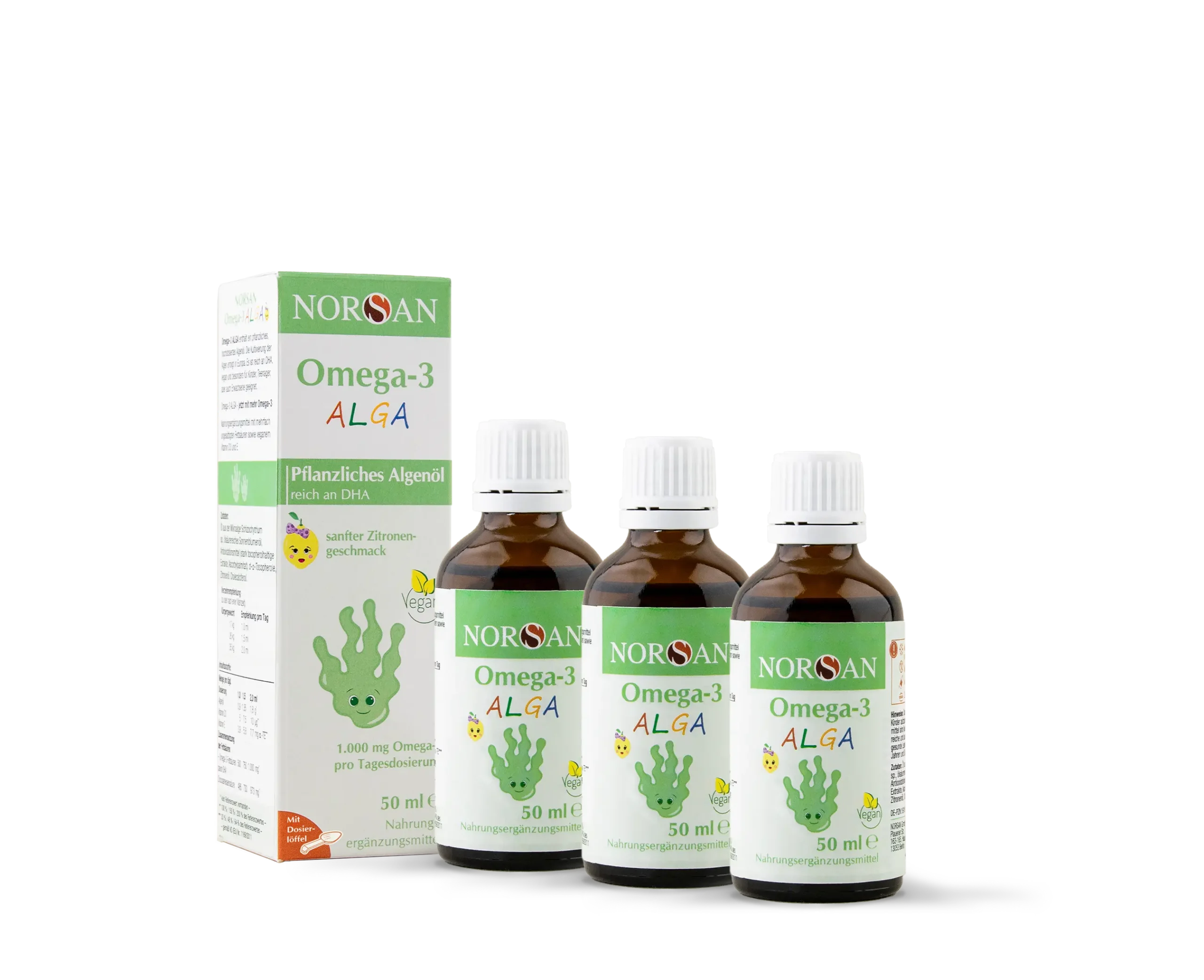 norsan omega-3 Alga_3er Pack Flasche+Box