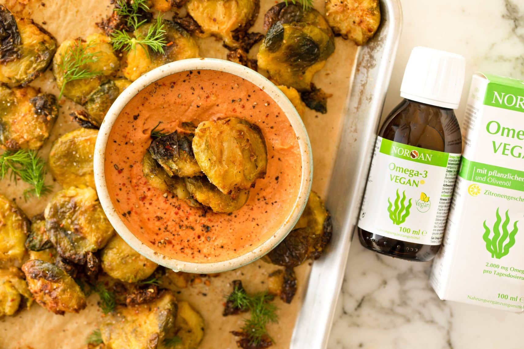 smashed rosenkohl mit omega-3 norsan rezept