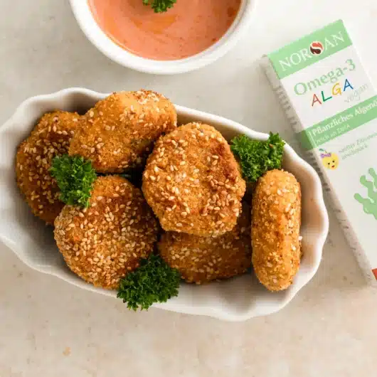 Vegane "No-Chicken" Nuggets mit Omega-3-Ketchup