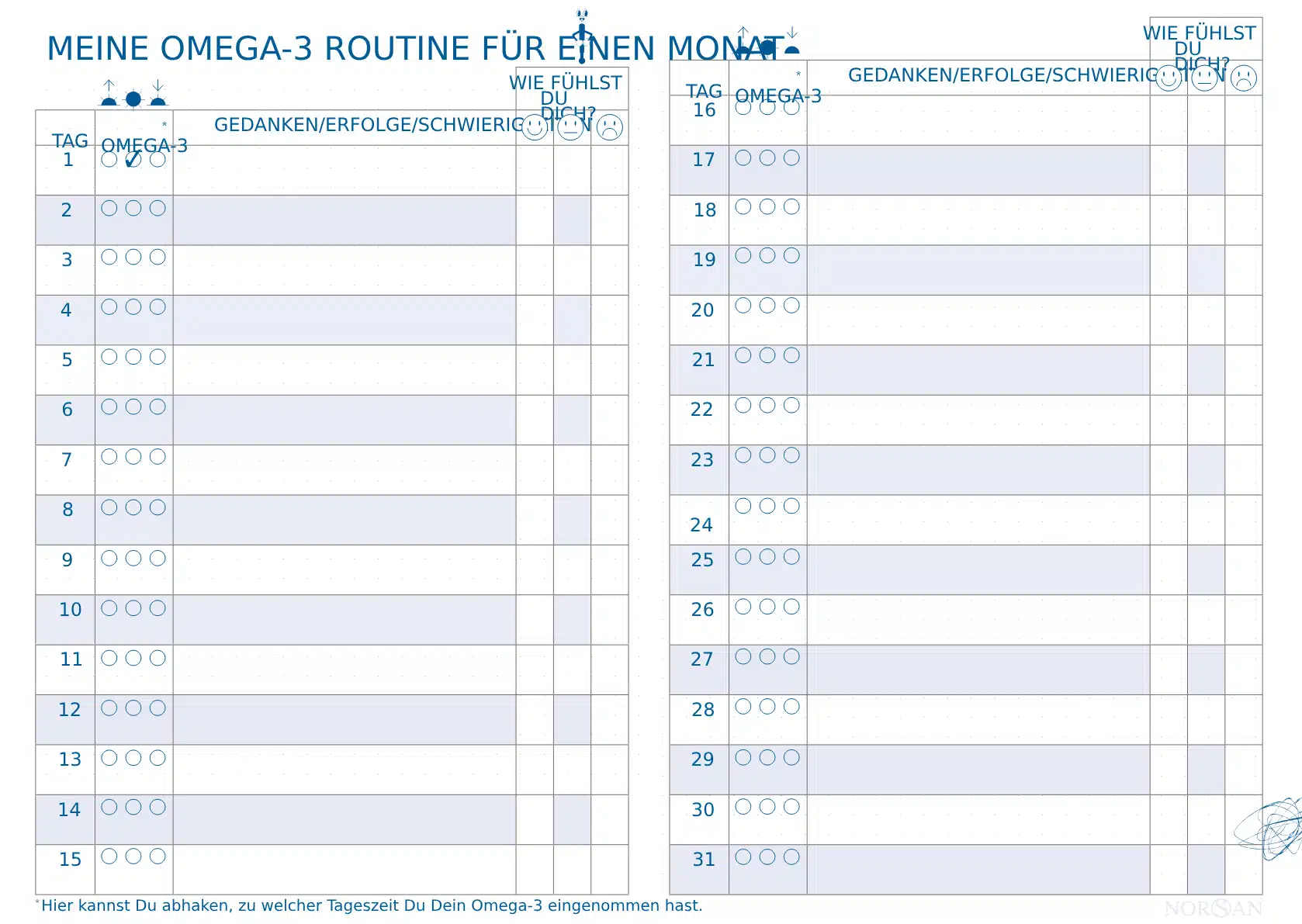 norsan omega-3 routine routinesheet einnahme