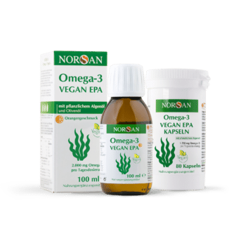 Norsan Omega-3 Vegan EPA Flasche Kapseln Box